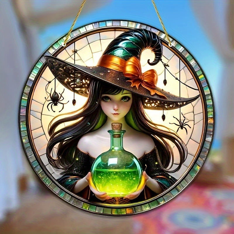 Acrylic Halloween Witch Pendant Color Disc Wall Decorations, Pumpkin lanterns, Jack o Lanterns, Halloween Lights, Halloween Decoration Ornaments, Halloween inflatables, carved pumpkins, Halloween wreaths, Halloween Candles, and animatronics Halloween.
