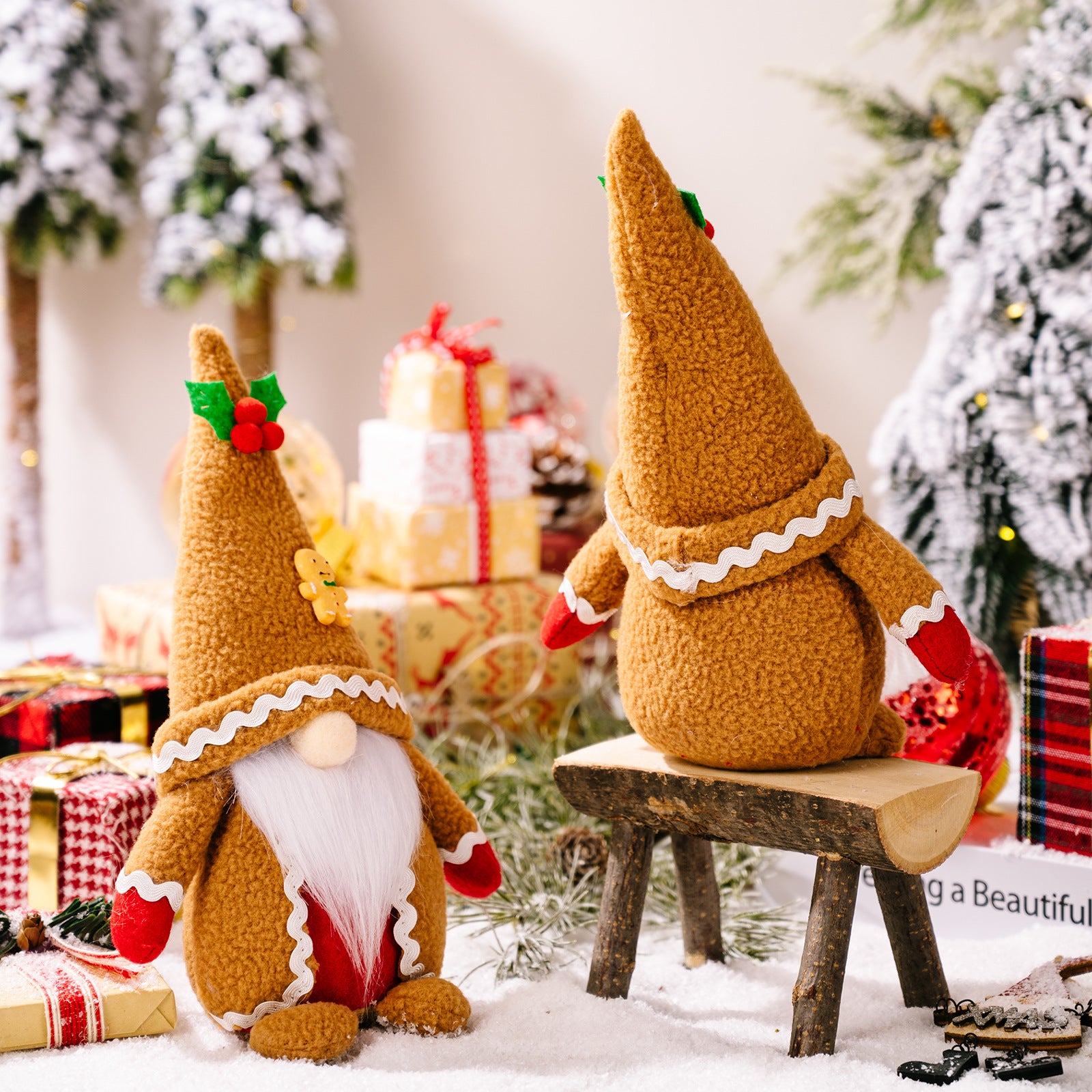 Khaki Gingerbread Man Knitted Doll Ornaments