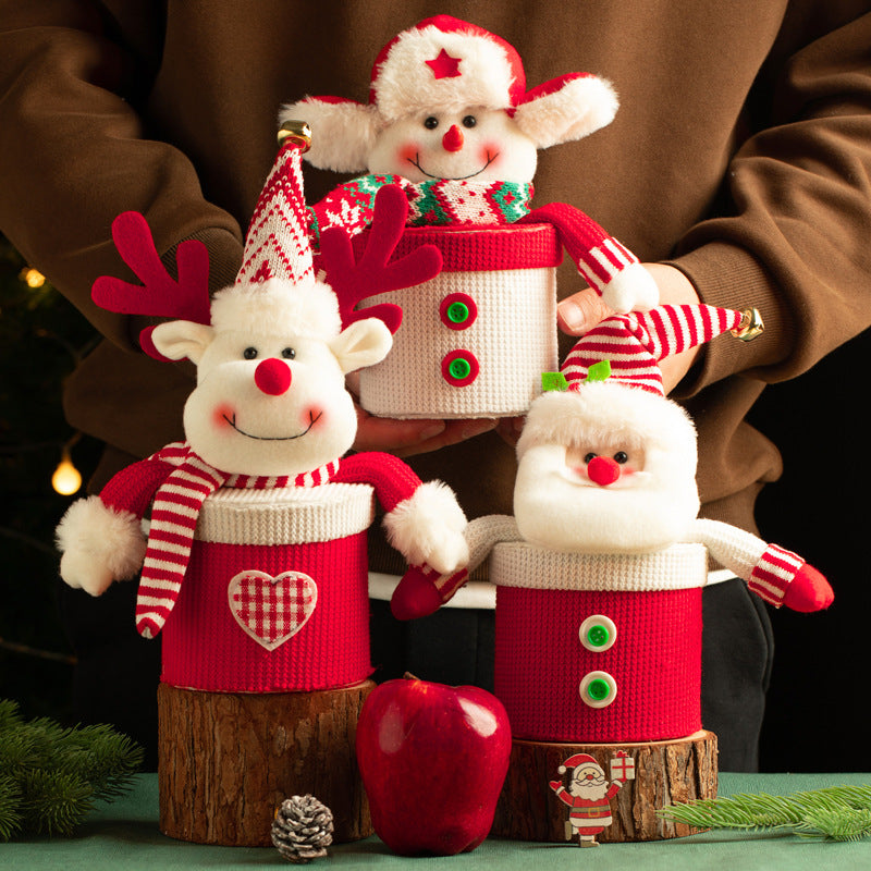Christmas figurines, holiday Ornaments, Christmas Decoration Dolls, knitted flannel Cellucotton Color: oversized-elderly, oversized-elk, oversized-snowman, Christmas Gift Box, Christmas Dolls