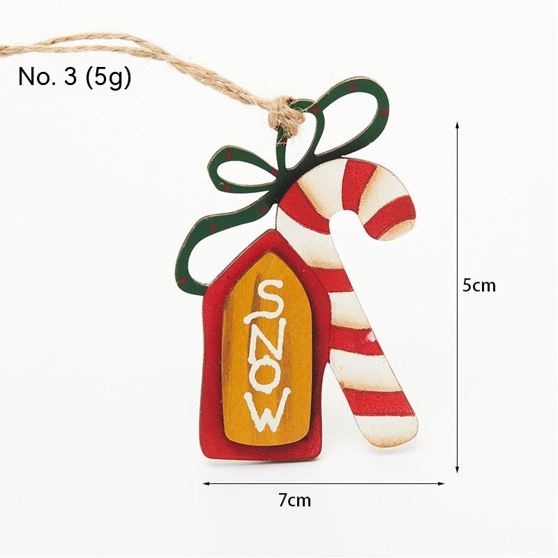 Wooden Christmas Tree Pendant Table Decoration Mini Retro Decorations