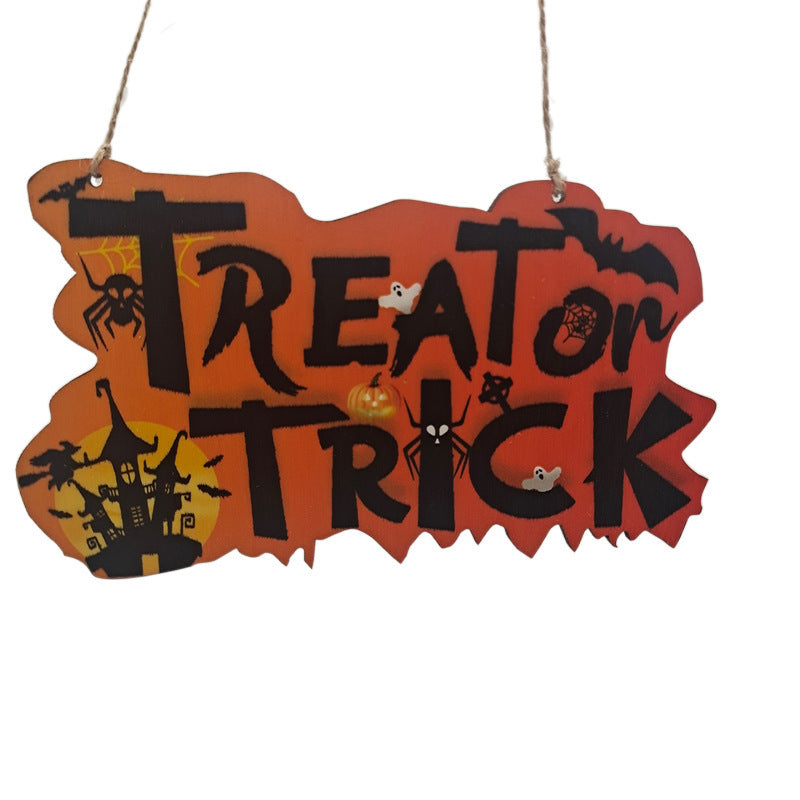 Party Decoration Halloween Wooden Pendant Ornaments Props