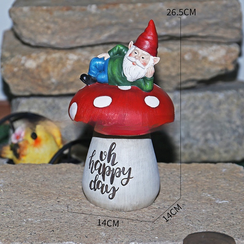 Garden Sitting Mushroom Decoration Garden Courtyard Elf Sculpture Landscape Decorations, Garden gnomes, Lawn gnomes, Outdoor gnomes, Yard gnomes, Ceramic gnomes, Concrete gnomes, Resin gnomes, Funny gnomes, Classic gnomes, Cute gnomes, Gnome statues, Decorative gnomes, Fantasy gnomes, Hand-painted gnomes, Whimsical gnomes, Gnome figurines, Novelty gnomes, Gnome with wheelbarrow, Gnome with mushroom, Gnome with lantern,
