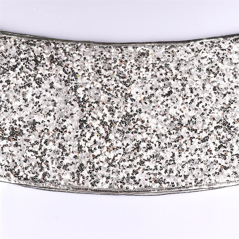 Silver White Sequin Christmas-tree Skirt