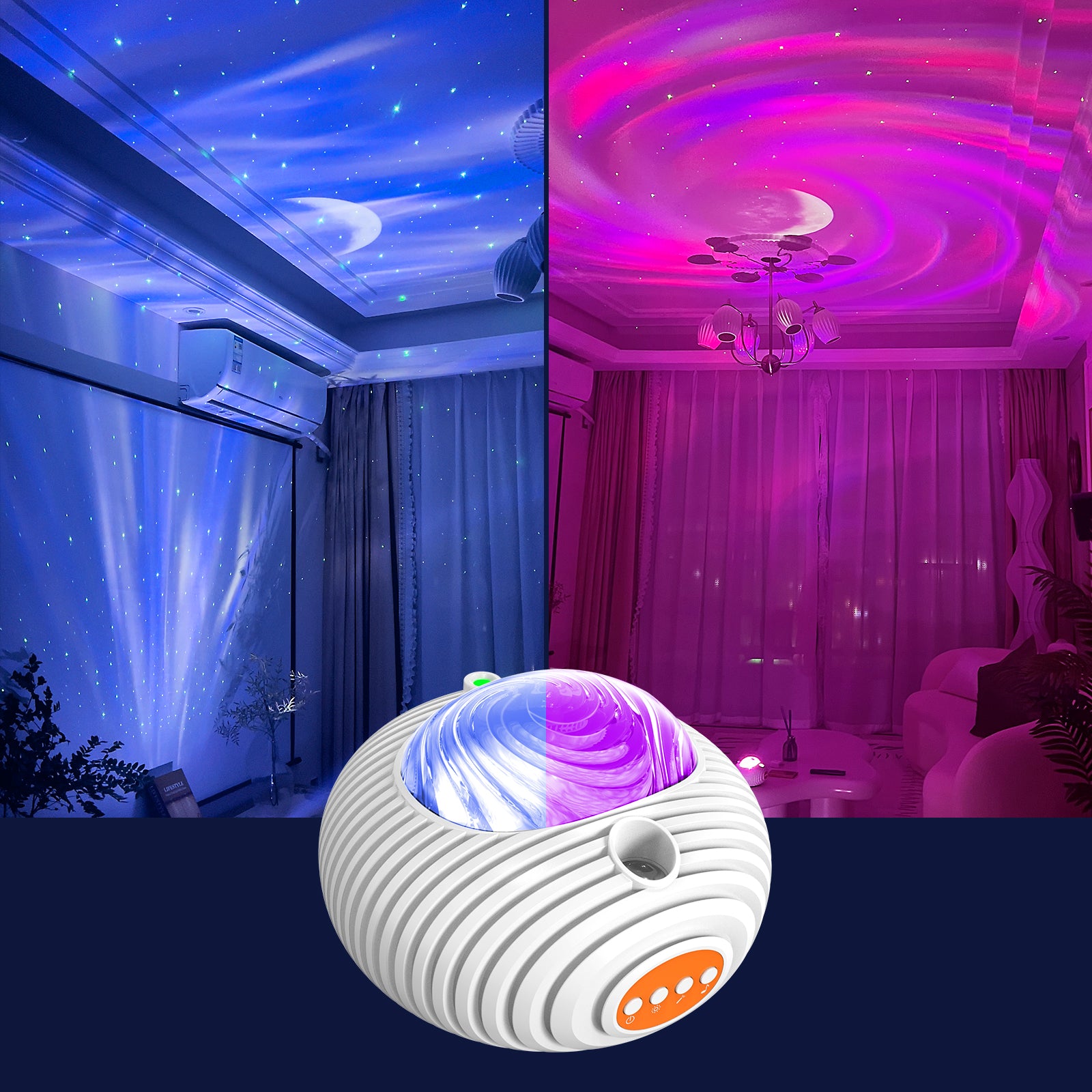 2023 New Double Effect Northern Lights Projector Lamp Milky Way Atmosphere Lamp Starry Sky Lamp White Noise Projector Lamp With Rometes, Christmas Lights, Christmas Decoration Lights