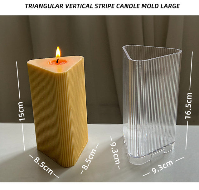 Pinstripe Triangle Candle Mold DIY Materials, Geometric candle molds, Abstract candle molds, DIY candle making molds, Silicone candle molds,