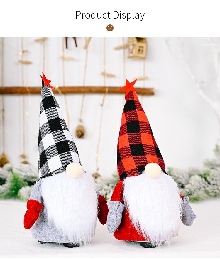 Red And Black Plaid Hat Electric Doll Rudolf Faceless Doll Decoration