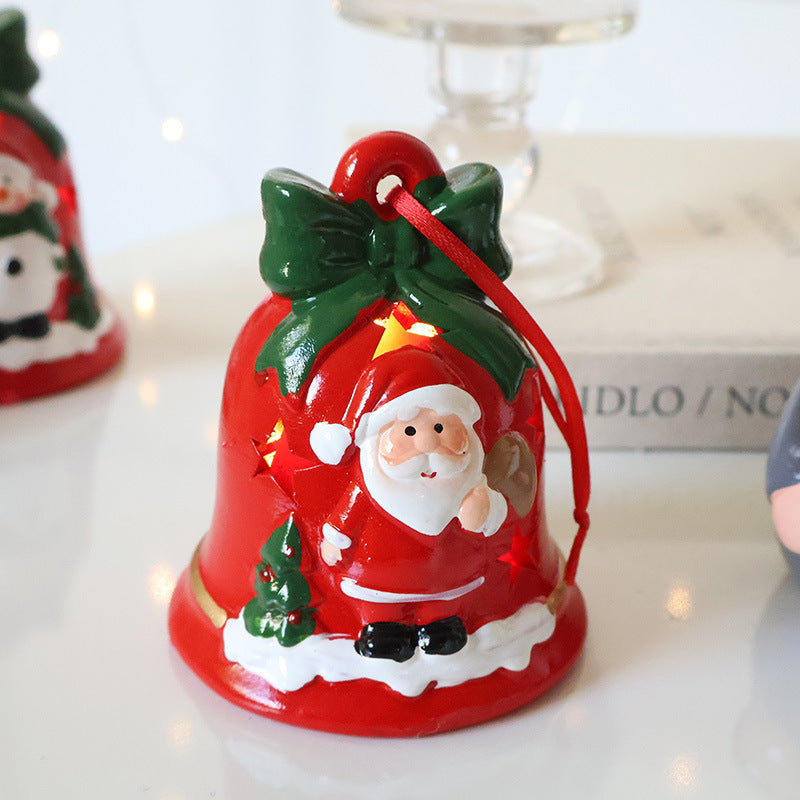 Santa Claus Hollow Ambience Light Christmas Tree Bell Decorative Pendant