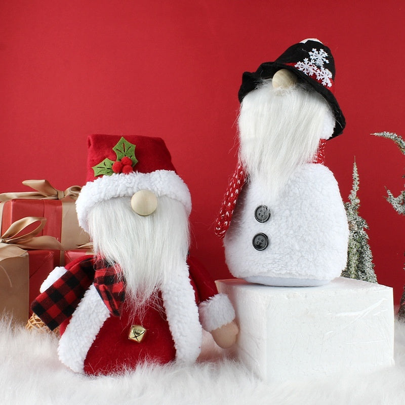 Hooded Christmas Snowman Old Man Doll