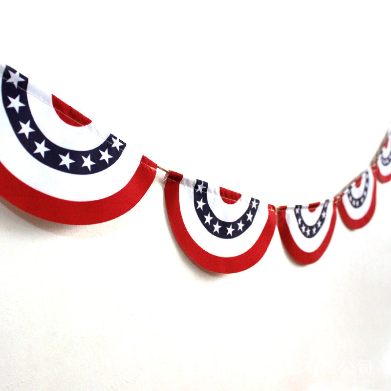 Holiday Party Decoration String Flags Banner Five-pointed Star Semicircle Hanging Flag, 4th of July decorations, American flag decorations, Patriotic decorations, Red, white and blue decorations, July 4th wreaths, July 4th garlands, July 4th centerpieces, Fireworks decorations, July 4th banners, July 4th streamers, July 4th balloons, July 4th table runners, July 4th tablecloths, July 4th lights, July 4th outdoor decorations, Patriotic yard stakes, Patriotic inflatables, Patriotic door wreaths, Patriotic 