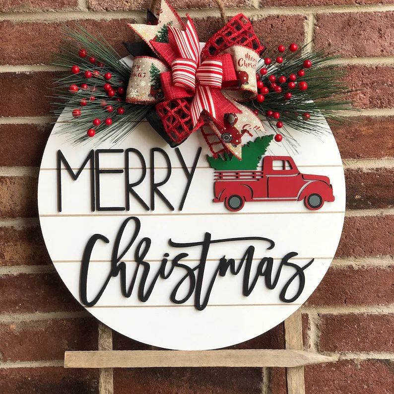 Christmas Front Door Decoration Garland Wooden Board