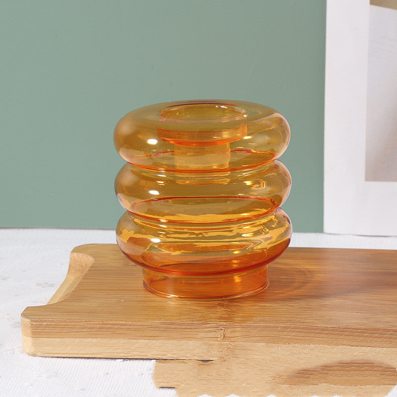 Retro Creative Minimalist Modern Glass Candle Holder Donut, candle holder, candle stick holder, glass candle holder, iron candle holder, wicker candle holder 2 piece set, candle holders, candlesticks, candle sticks, Luxury candles holders, taper candle holders, candlestick holder, Wooden Candlestick Candle Holder, Metal Candle Holders