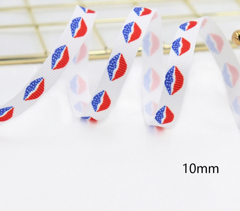 Stars And Stripes Ribbon Dovetail Bowknot Hair Ring Double Stitching Dovetail Ribbon