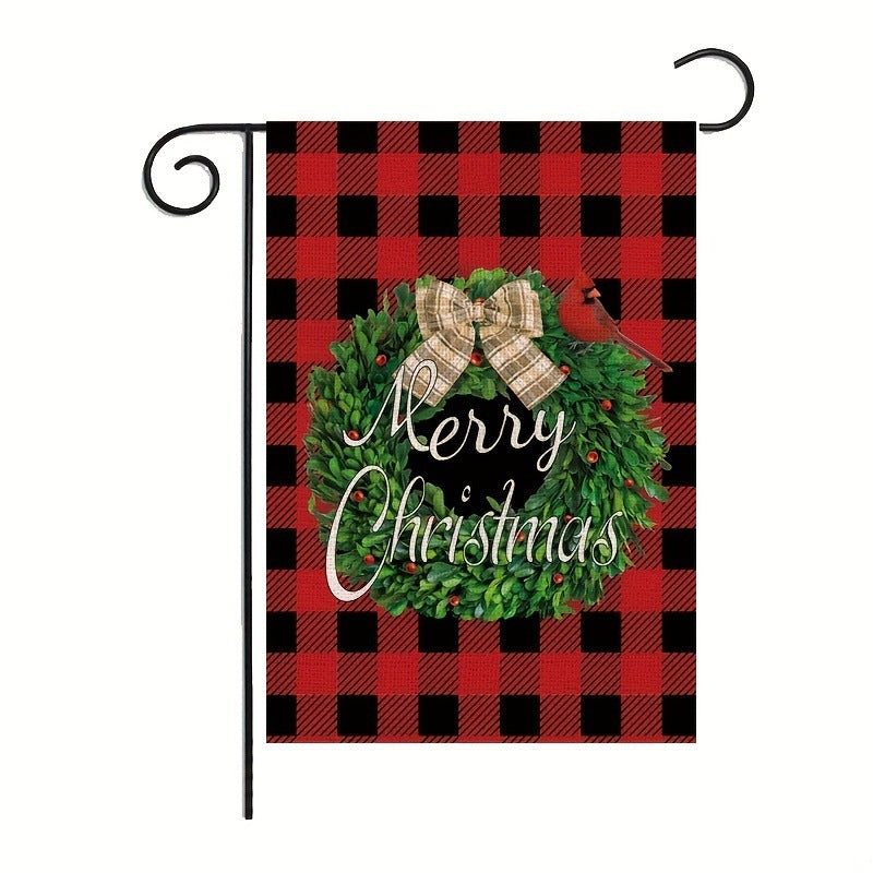 Christmas Garden Banner Old Man Red Car