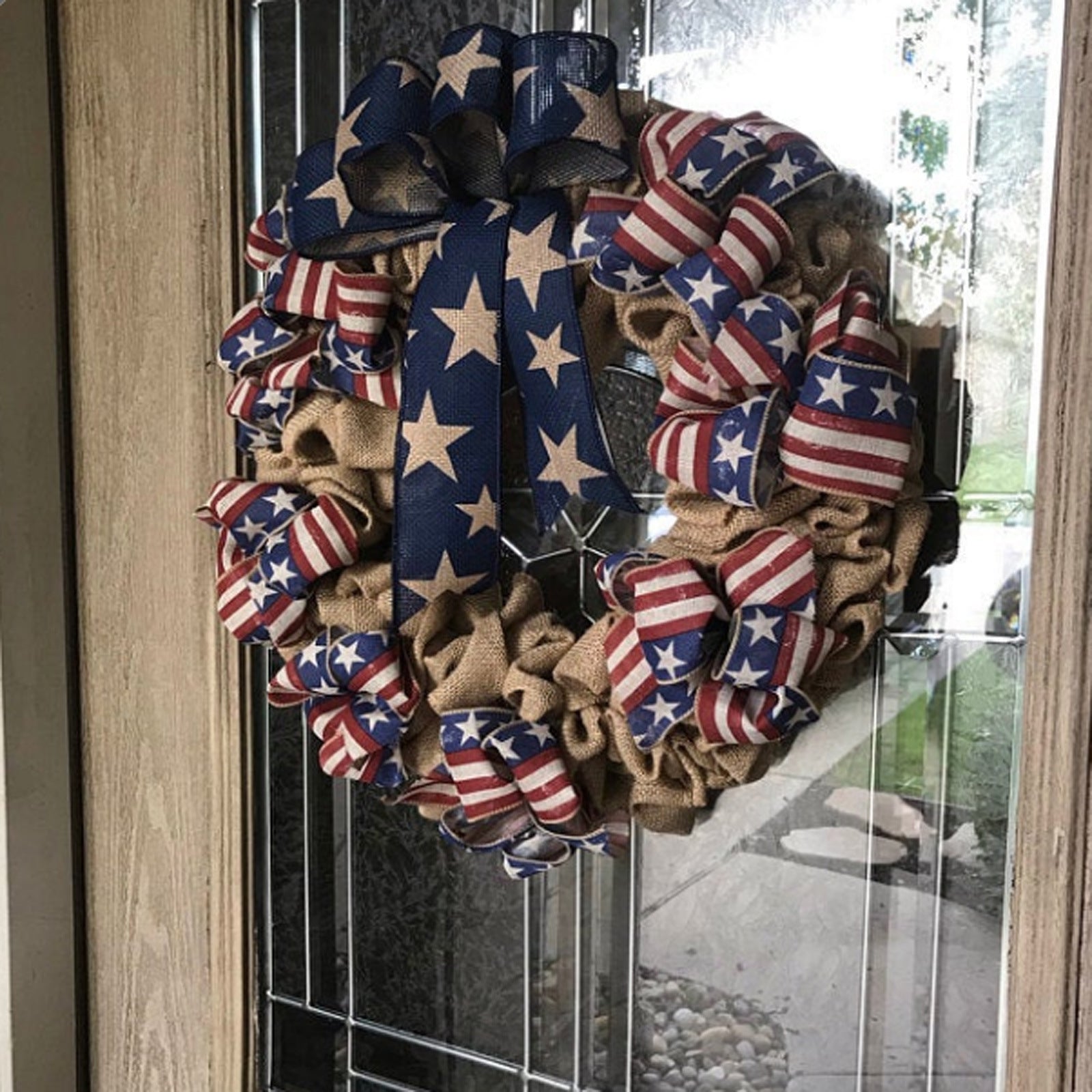 Independence Day Garland 30CM 40CM Door Hanging Home Fabric Decoration, 4th of July decorations, American flag decorations, Patriotic decorations, Red, white and blue decorations, July 4th wreaths, July 4th garlands, July 4th centerpieces