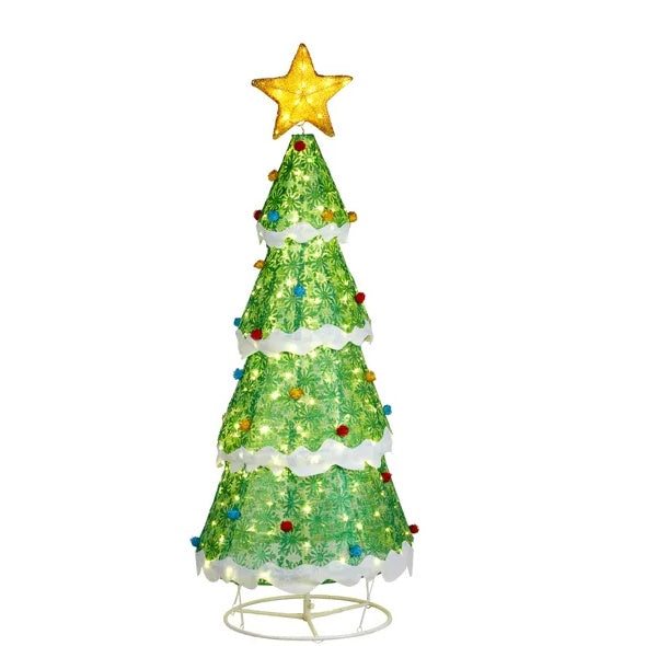 6FT Lighted Christmas Tree Yard Decorations, Pre-lit Pull Up Christmas Tree With 200 LED Warm White Lights And Ropes Stakes For Xmas Outdoor Holiday Indoor Decor Lighted Holiday Displays, Christmas decorations, Christmas lights, Christmas tree ornaments, Christmas wreaths, Christmas garlands, Christmas stockings, Christmas tree toppers, Christmas village sets, Christmas figurines, Christmas table decorations, Christmas centerpieces, Christmas tree skirts, Christmas tree stands, Christmas yard decorations, 