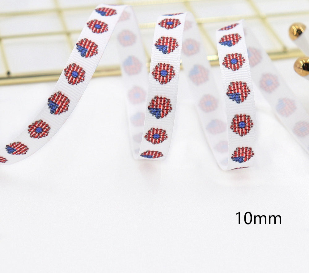 Stars And Stripes Ribbon Dovetail Bowknot Hair Ring Double Stitching Dovetail Ribbon