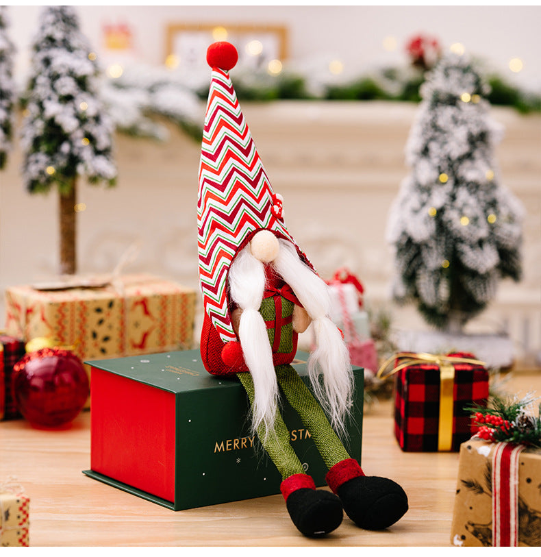 Christmas Decorations Striped Pointed Hat Doll