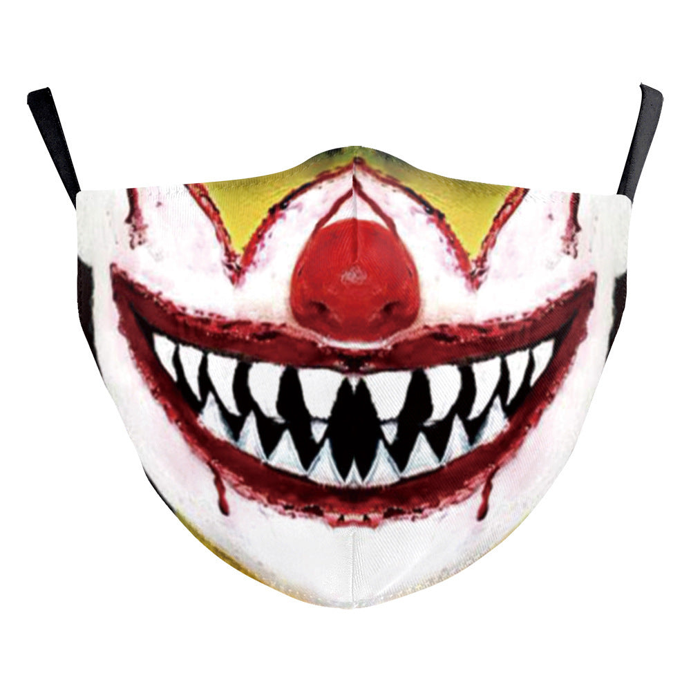 Halloween Digital Printing Funny Horror Face Double Layer Dust Mask