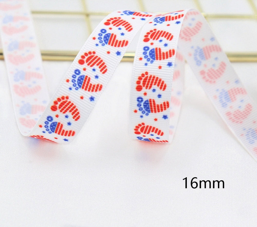 Stars And Stripes Ribbon Dovetail Bowknot Hair Ring Double Stitching Dovetail Ribbon