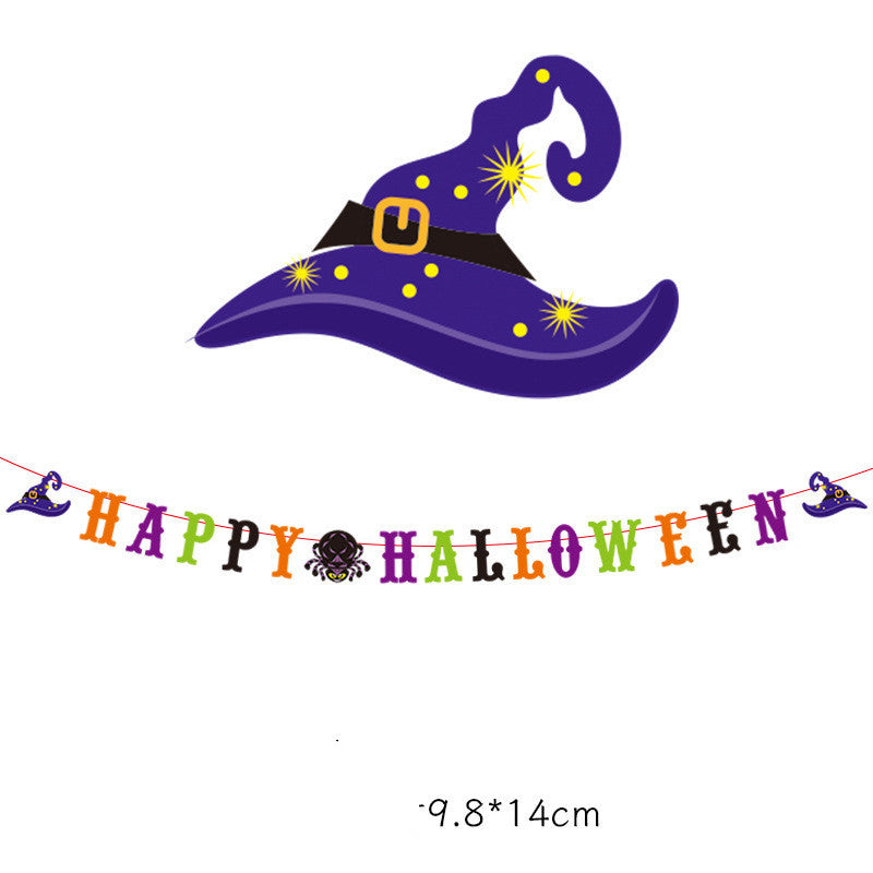 Decoration Halloween Arrangement Party Bar KTV Pull Ghost Festival Bunting Flags, Pumpkin lanterns, Jack o Lanterns, Halloween Lights, Halloween Decoration Ornaments, Halloween inflatables, carved pumpkins, Halloween wreaths, Halloween Candles.