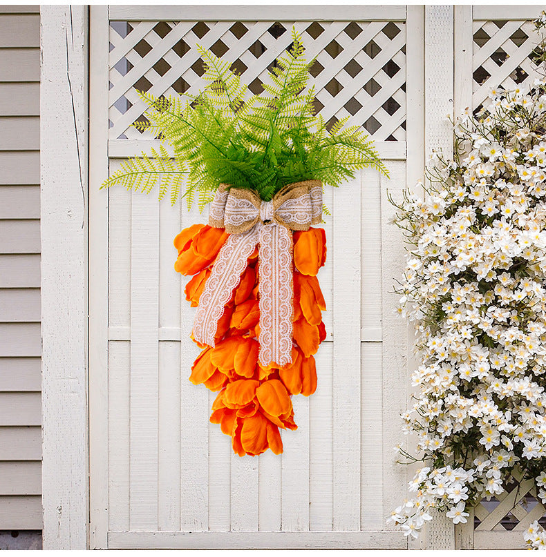 New Easter Decoration Supplies With Light Carrot Garland Pendant