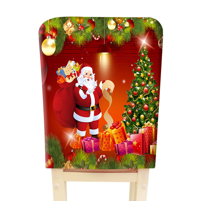 Christmas Table And Chair Cover Cartoon Decorative Printing Christmas Chair Cover Seat Cover