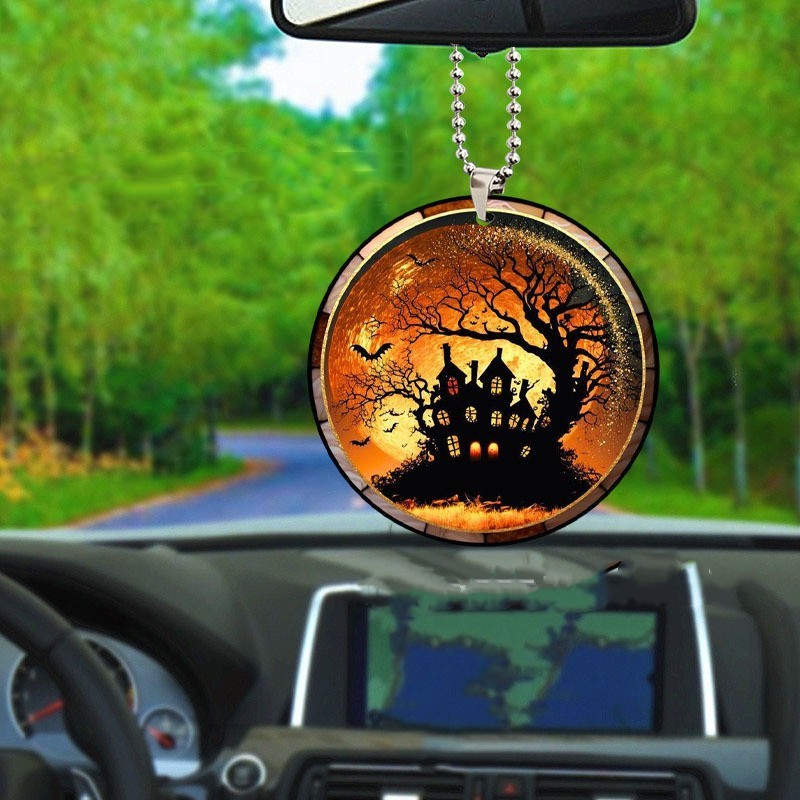 Halloween Disc Acrylic Automobile Hanging Ornament, Pumpkin lanterns, Jack o Lanterns, Halloween Lights, Halloween Decoration Ornaments, Halloween inflatables, carved pumpkins, Halloween wreaths, Halloween Candles.