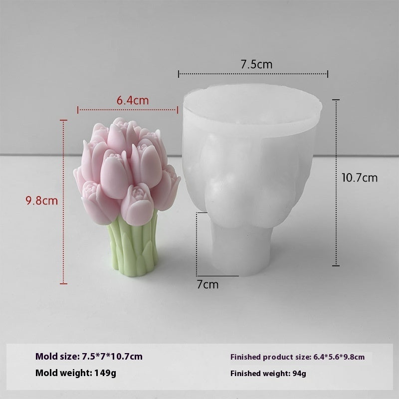 Tulip Bouquet Aromatherapy Candle Silicone Mold Handmade Diy Plaster Epoxy Ornaments