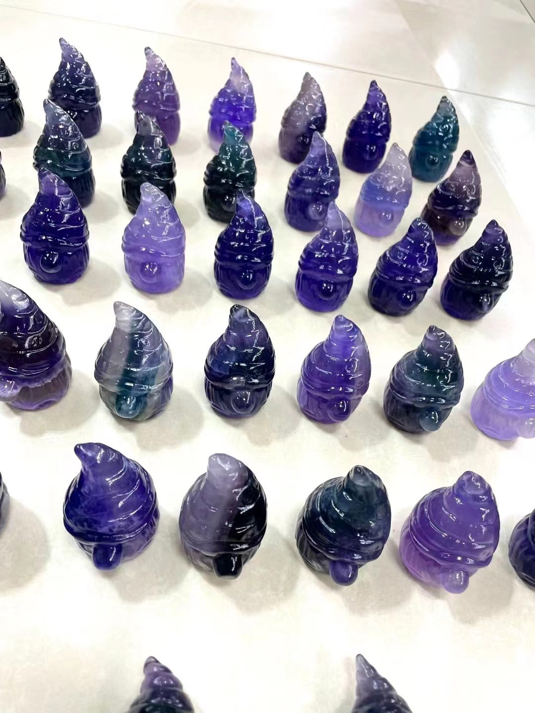 Purple Fluorite Artificial Carving Family Office Decoration