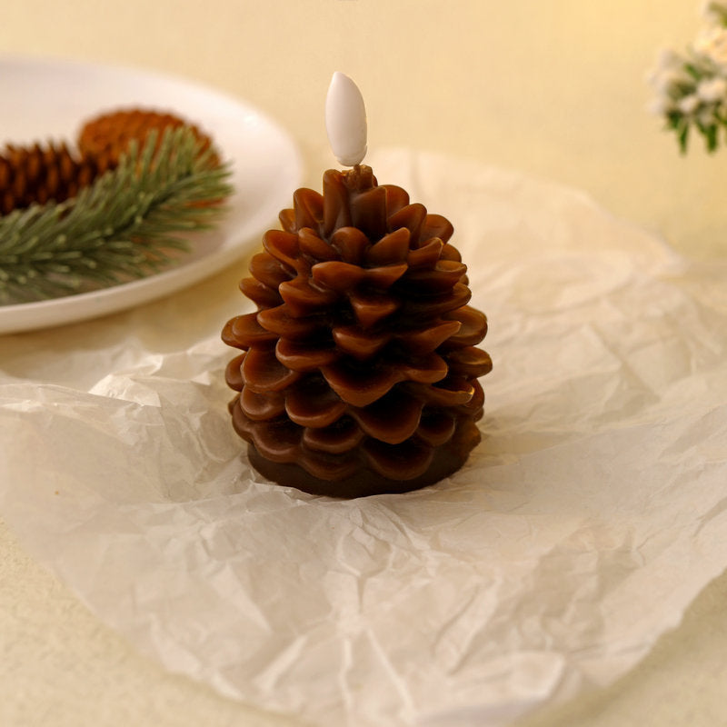 Christmas Pine Cone Paraffin LED Bullet Candle Light