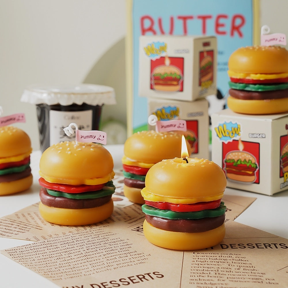 Miniature Candy Toy Simulation Hamburger Aromatherapy Candle Ornaments