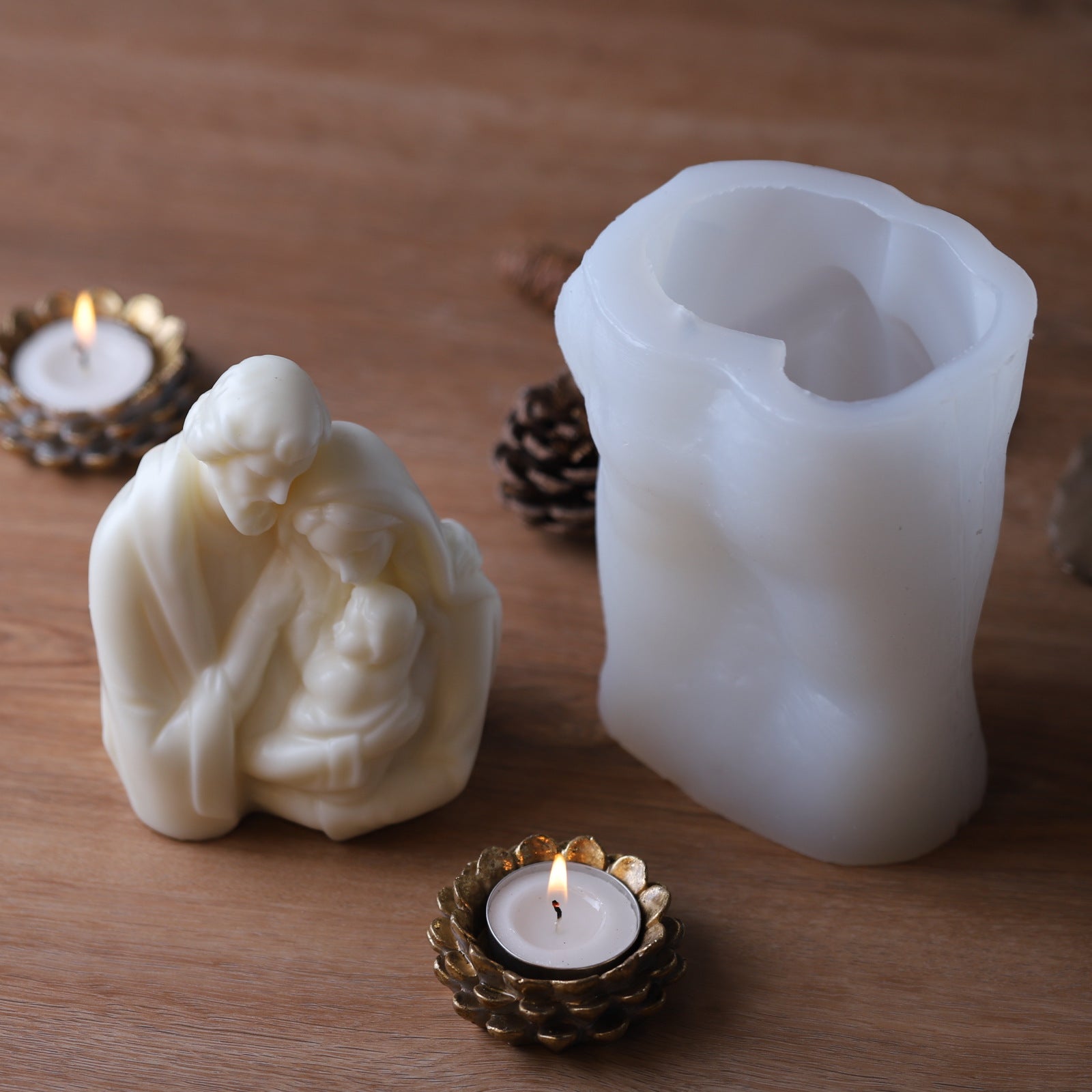 Virgin Family Decoration DIY Aromatherapy Candle Silicone Mold, Silicone candle molds, Christmas tree candle molds, Halloween pumpkin candle molds, Easter egg candle molds, Animal candle molds, Sea creature candle molds, Fruit candle molds, Geometric candle molds, Abstract candle molds, DIY candle making molds,