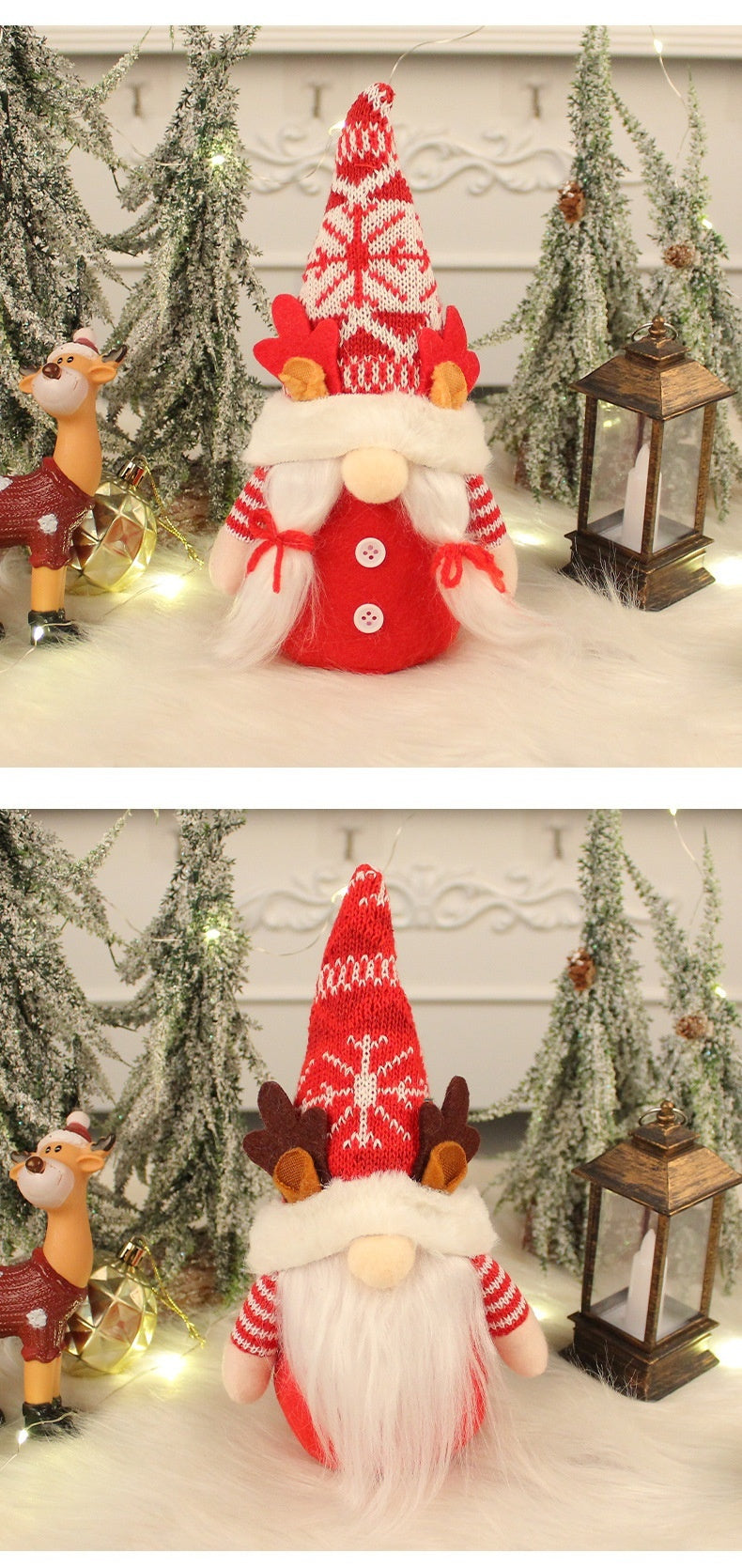 Amazon New Snowflake Antlers Doll Nordic Knitted Faceless Doll Christmas Decorations