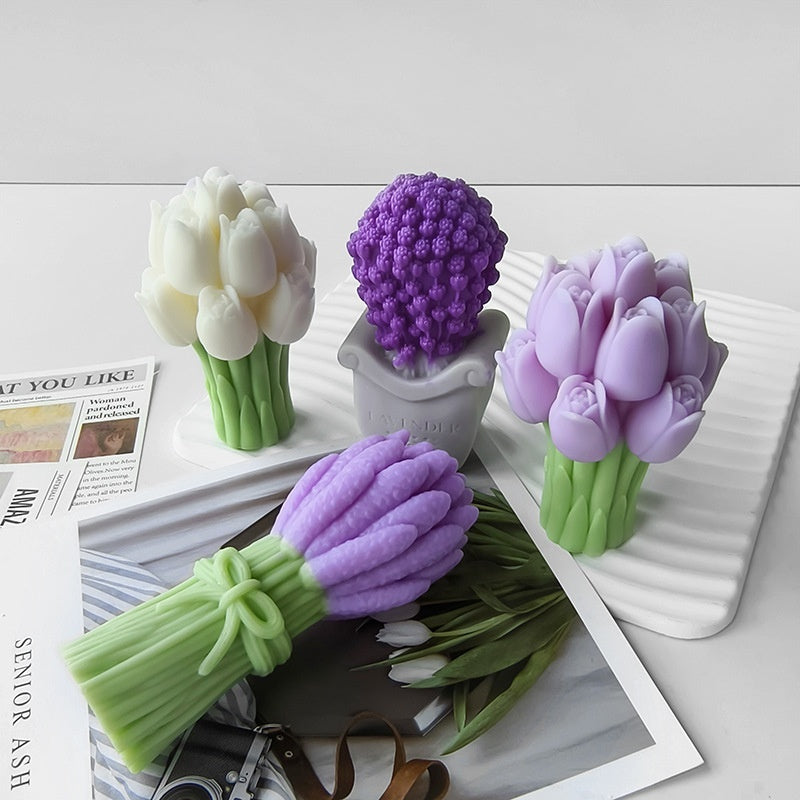 Tulip Bouquet Aromatherapy Candle Silicone Mold Handmade Diy Plaster Epoxy Ornaments