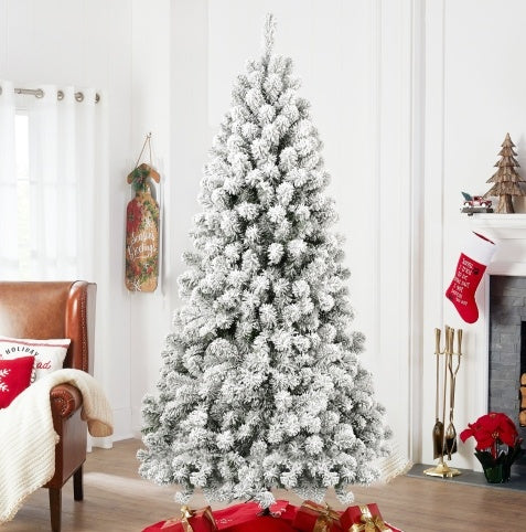 6FT Pre-lit Flocked Christmas Tree with 760 Memory Wire Tips – Effortlessly Fluffed, Perfectly Shaped, and Lit with 300 Warm Incandescent, Christmas tree, Artificial Christmas tree, Real Christmas tree, Miniature Christmas tree, Tabletop Christmas tree, Pre-lit Christmas tree, Flocked Christmas tree, White Christmas tree, Black Christmas tree, Ceramic Christmas tree, Christmas tree topper, Christmas tree skirt, Christmas tree stand, Christmas tree storage bag, Christmas ornaments, Glass Christmas ornaments,