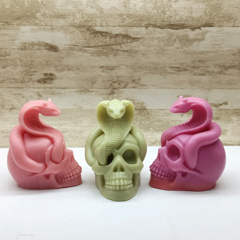 Halloween Snake Skull Aromatherapy Candle Silicone Mold, Silicone candle molds, Christmas tree candle molds, Halloween pumpkin candle molds, Easter egg candle molds, Animal candle molds, Sea creature candle molds, Fruit candle molds, Geometric candle molds, Abstract candle molds, DIY candle making molds,
