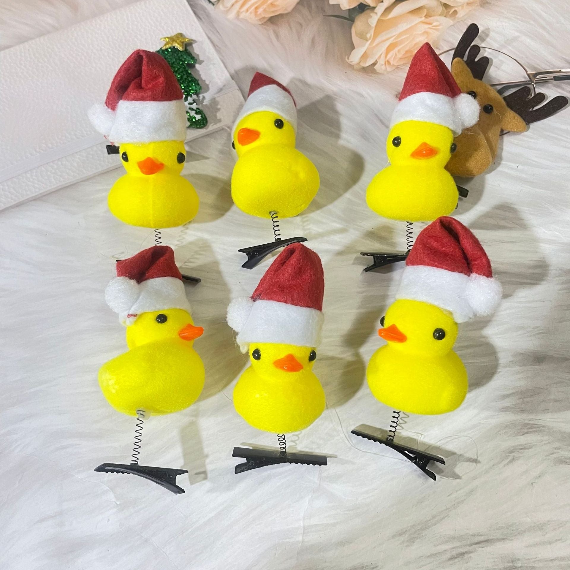 Christmas Small Yellow Duck Barrettes Decoration