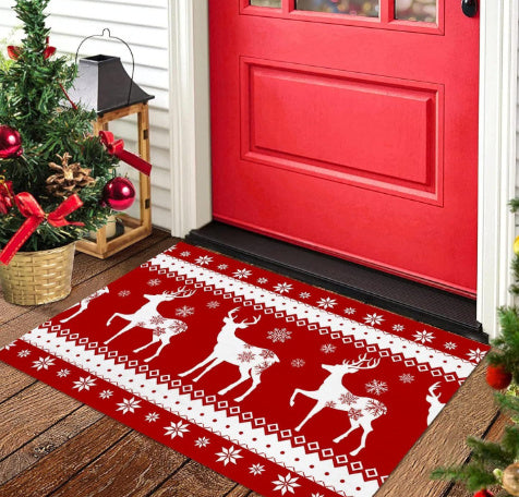 Christmas Carpet Red Christmas Tree Snowman Mat