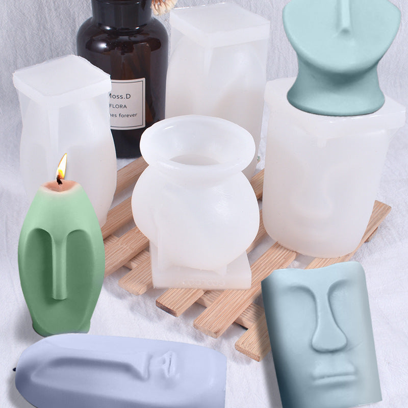 Handmade Abstract Face Candle Silicone Mold, Geometric candle molds, Abstract candle molds, DIY candle making molds, Silicone candle molds,