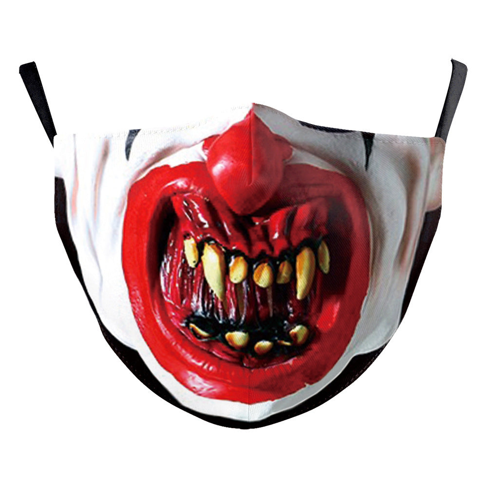 Halloween Digital Printing Funny Horror Face Double Layer Dust Mask