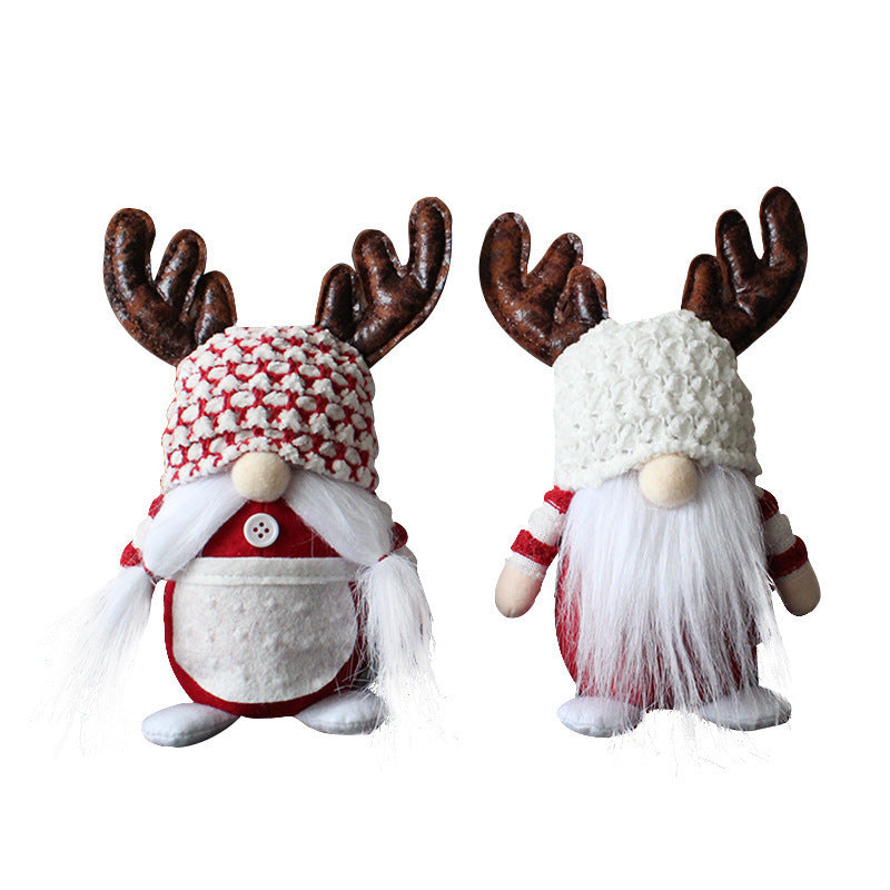 Christmas Antlers Faceless Old Man Doll