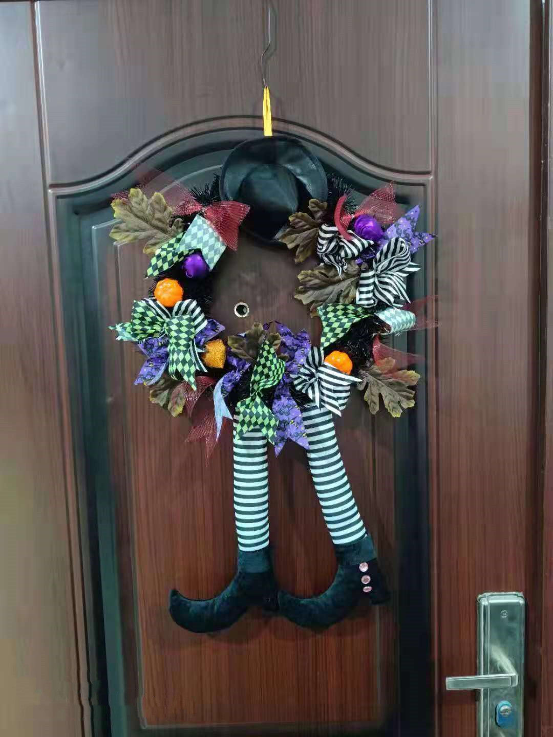 Halloween Door Hanging Wreath Supplies Decoration Halloween Witch Hat Leg Pumpkin Door Wreath Halloween For Home Party Supplies, Halloween decorations items, Halloween masks, Halloween props, Halloween animatronics, Halloween inflatables, Halloween lights, Halloween fog machines, Halloween spider webs, Halloween lanterns, Halloween banners, Halloween streamers, Halloween tableware, Halloween centerpieces, Halloween party favors, Halloween yard stakes, Halloween tombstones, Halloween candles, Halloween 