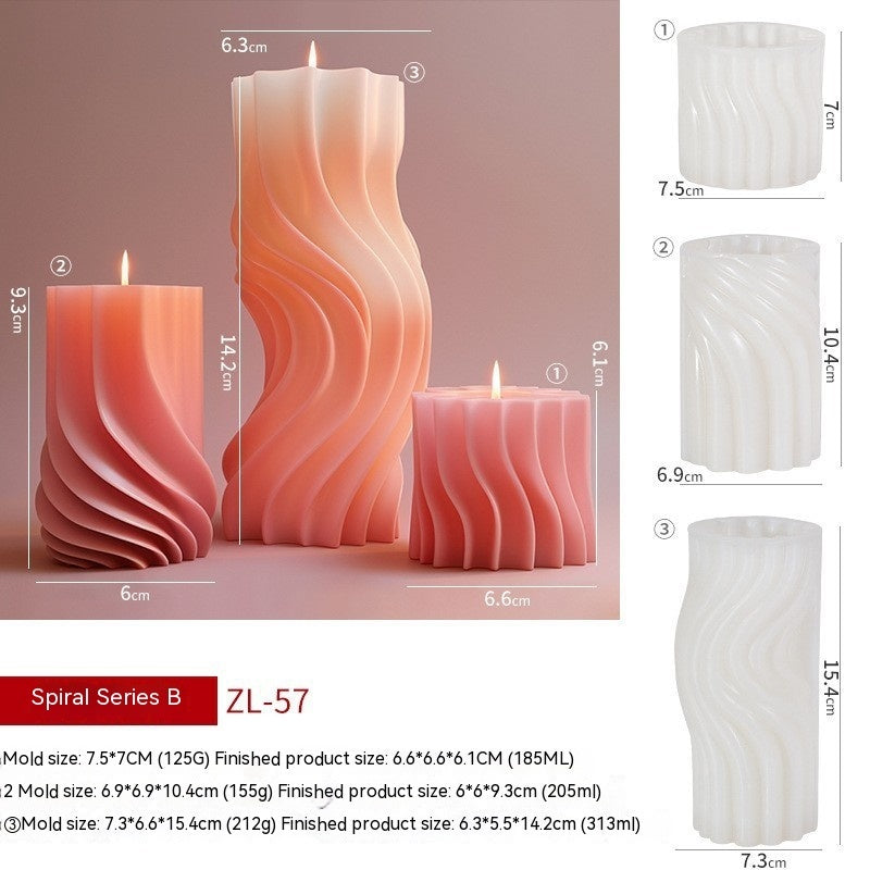 Wavy Cylindrical Aromatherapy Candle Silicone Mold DIY