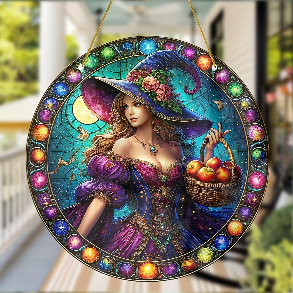 Acrylic Halloween Witch Pendant Color Disc Wall Decorations, Pumpkin lanterns, Jack o Lanterns, Halloween Lights, Halloween Decoration Ornaments, Halloween inflatables, carved pumpkins, Halloween wreaths, Halloween Candles, and animatronics Halloween.
