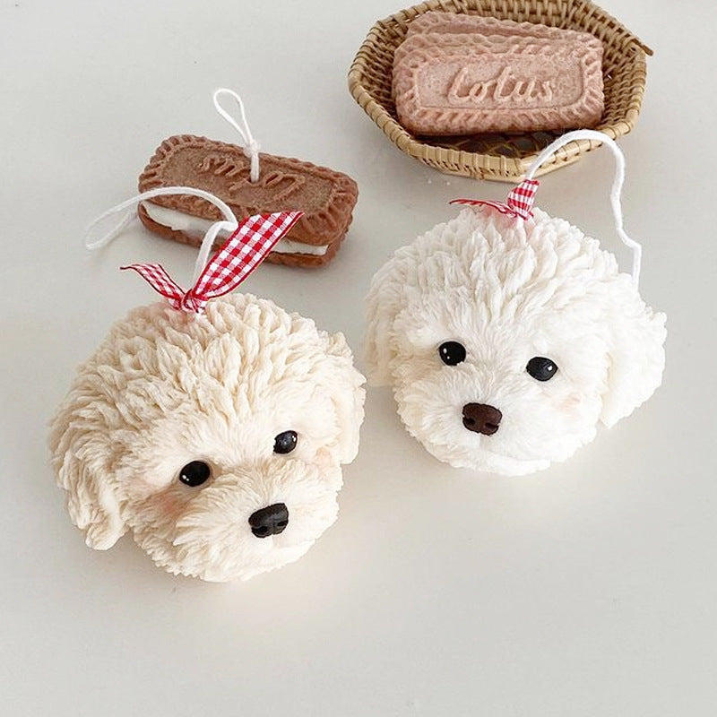 3D Cute Teddy Dog Head Silicone Mold Ornaments