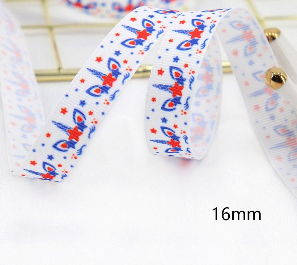 Stars And Stripes Ribbon Dovetail Bowknot Hair Ring Double Stitching Dovetail Ribbon