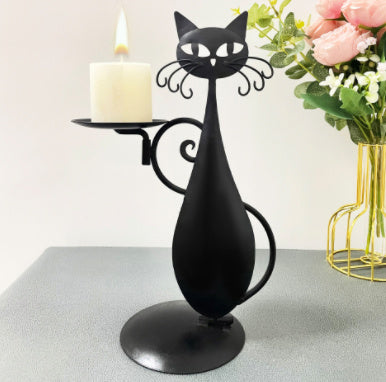 Black Cat Candlestick Metal Cat Decorative Candle Holder Pendant, candle holder, candle stick holder, glass candle holder, iron candle holder, wicker candle holder 2 piece set, candle holders, candlesticks, candle sticks, Luxury candles holders, taper candle holders, candlestick holder, Wooden Candlestick Candle Holder, Metal Candle Holders