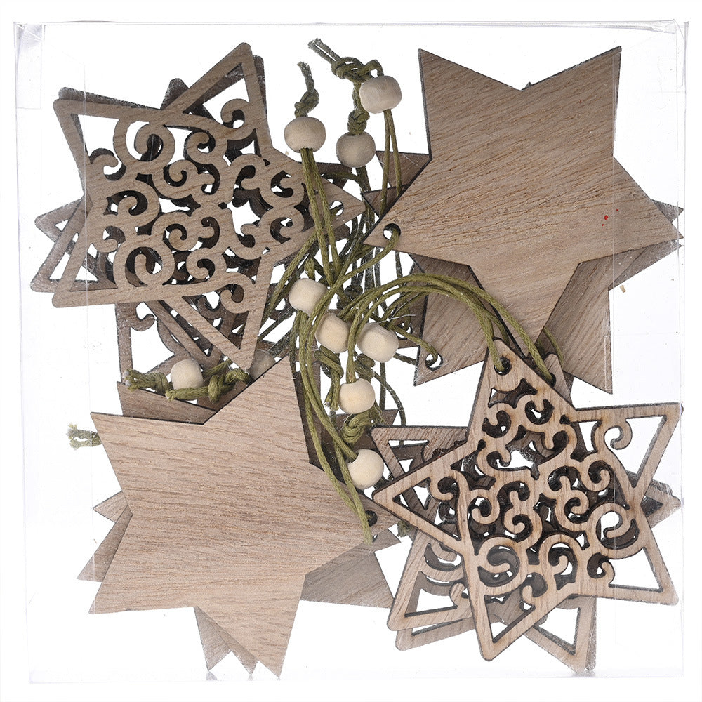 Christmas Decorations Transparent Boxed Wooden Pendant
