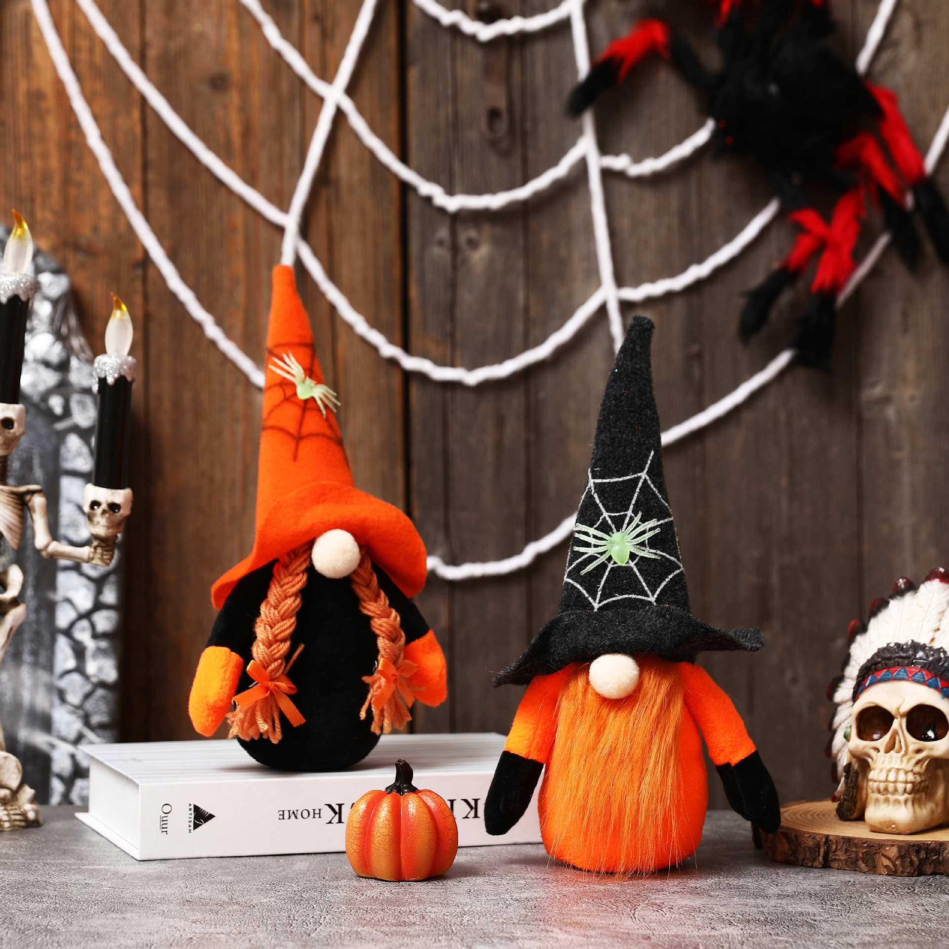 Halloween Spider Web Decoration Wizard's Hat Rudolf Party Decoration