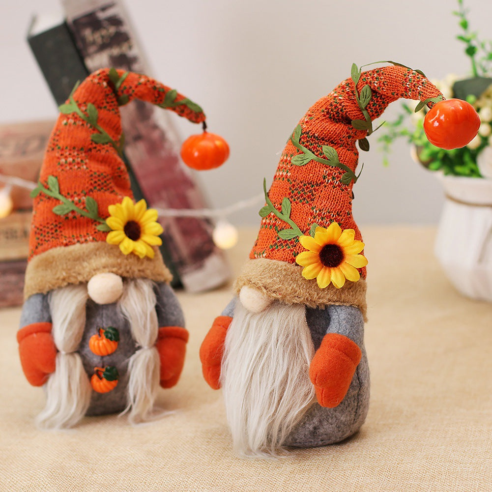 Thanksgiving Harvest Festival Pumpkin Sunflower Faceless Doll Ornaments